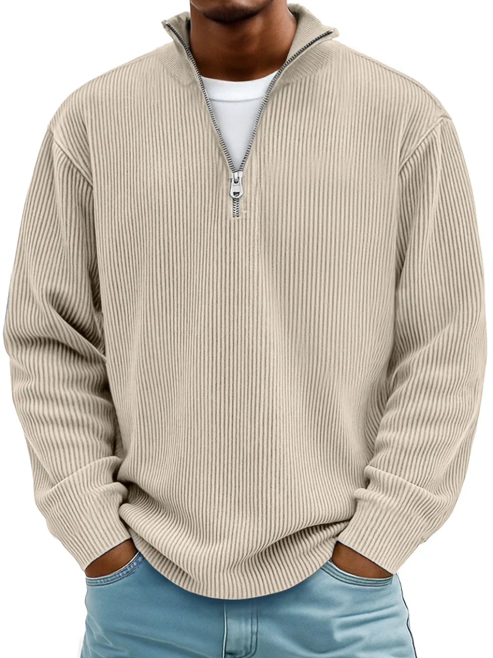 Men's Timeless Ribbed Knit Quarter Zip Sweater