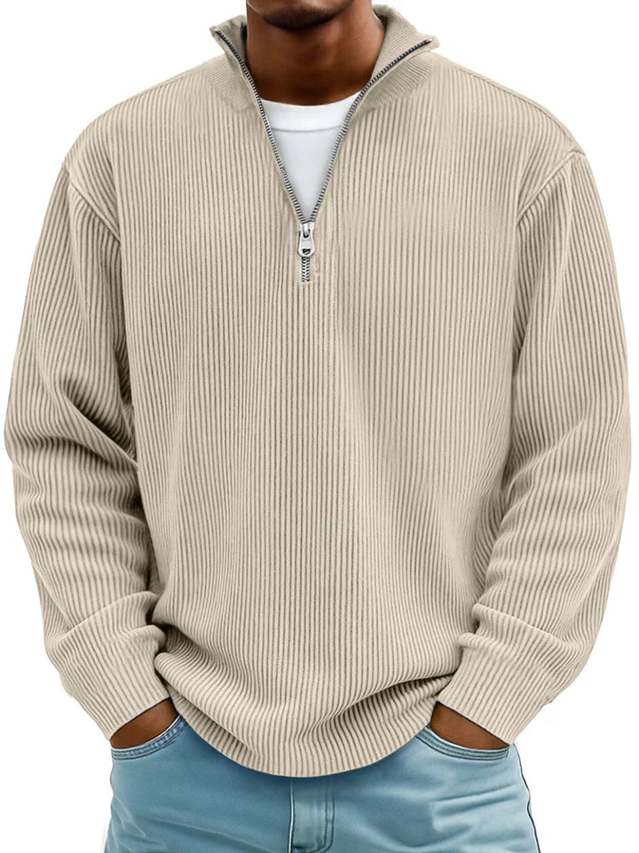 Men's Timeless Ribbed Knit Quarter Zip Sweater