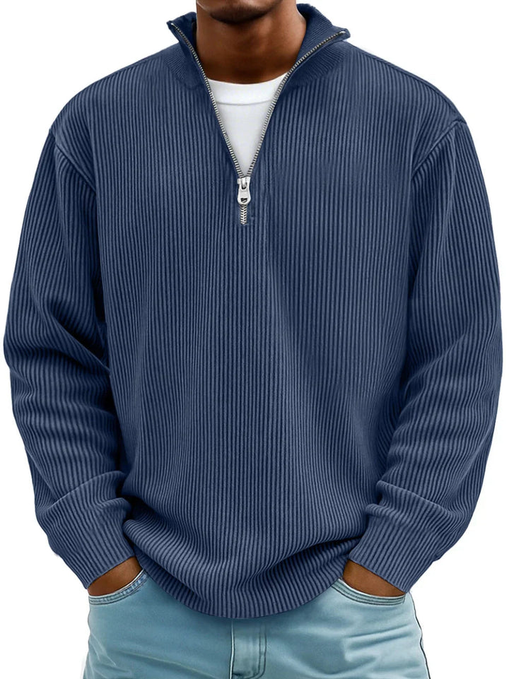 Men's Timeless Ribbed Knit Quarter Zip Sweater