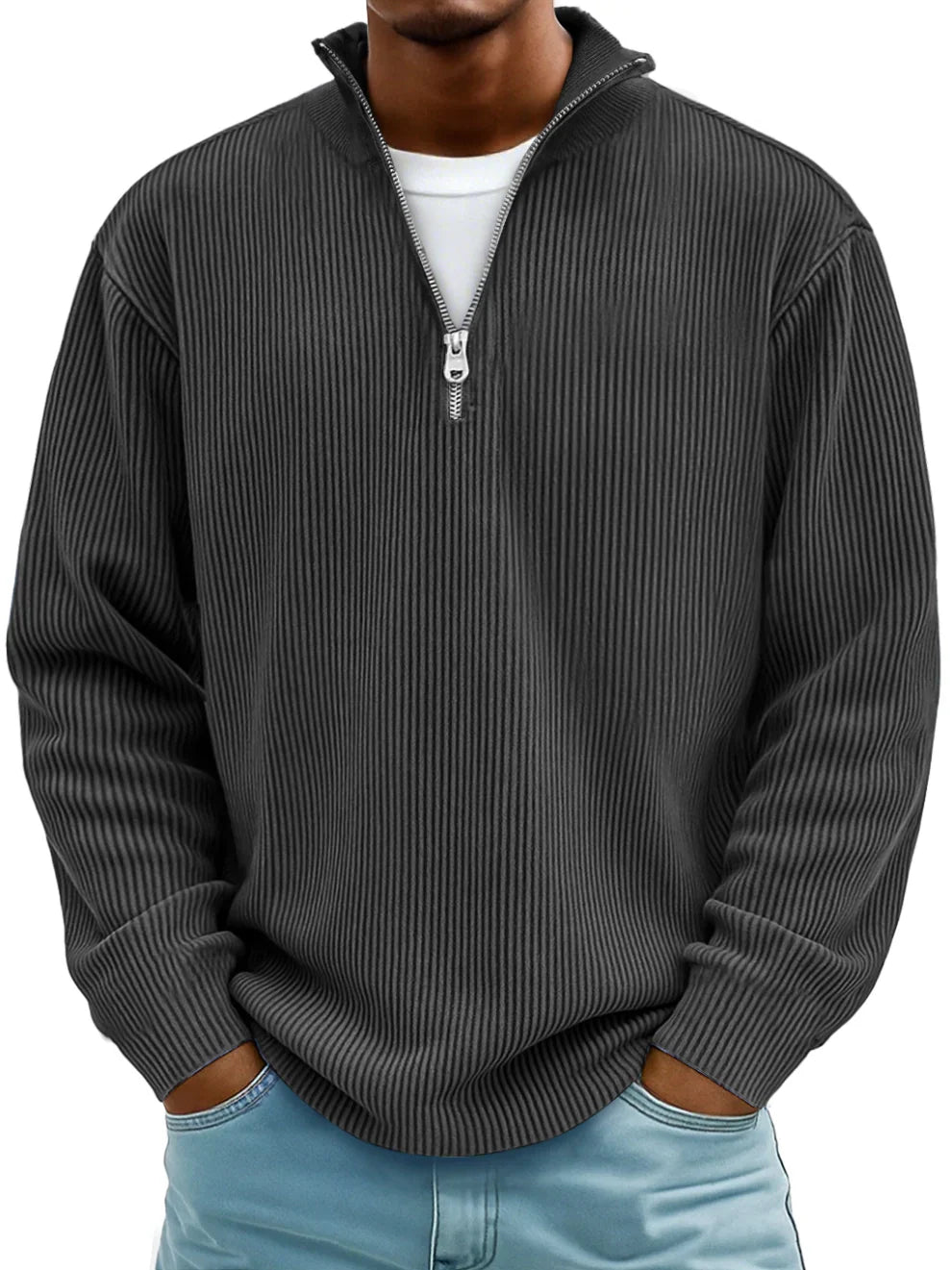 Men's Timeless Ribbed Knit Quarter Zip Sweater
