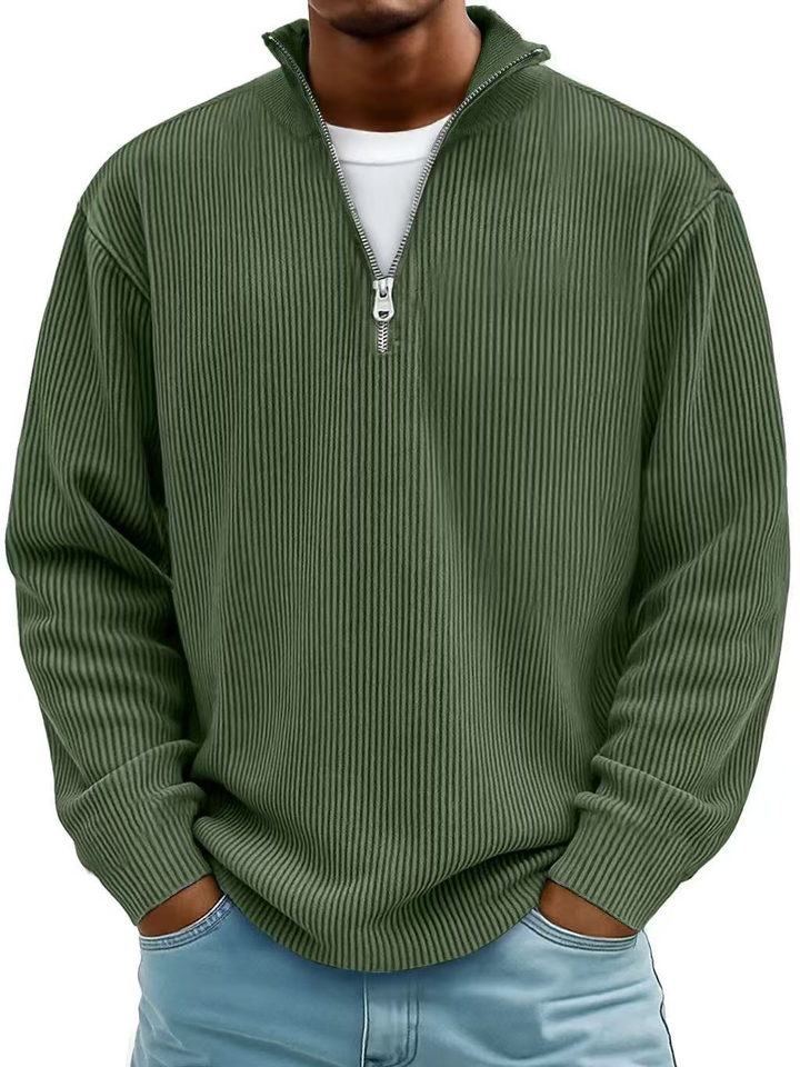 Men's Timeless Ribbed Knit Quarter Zip Sweater