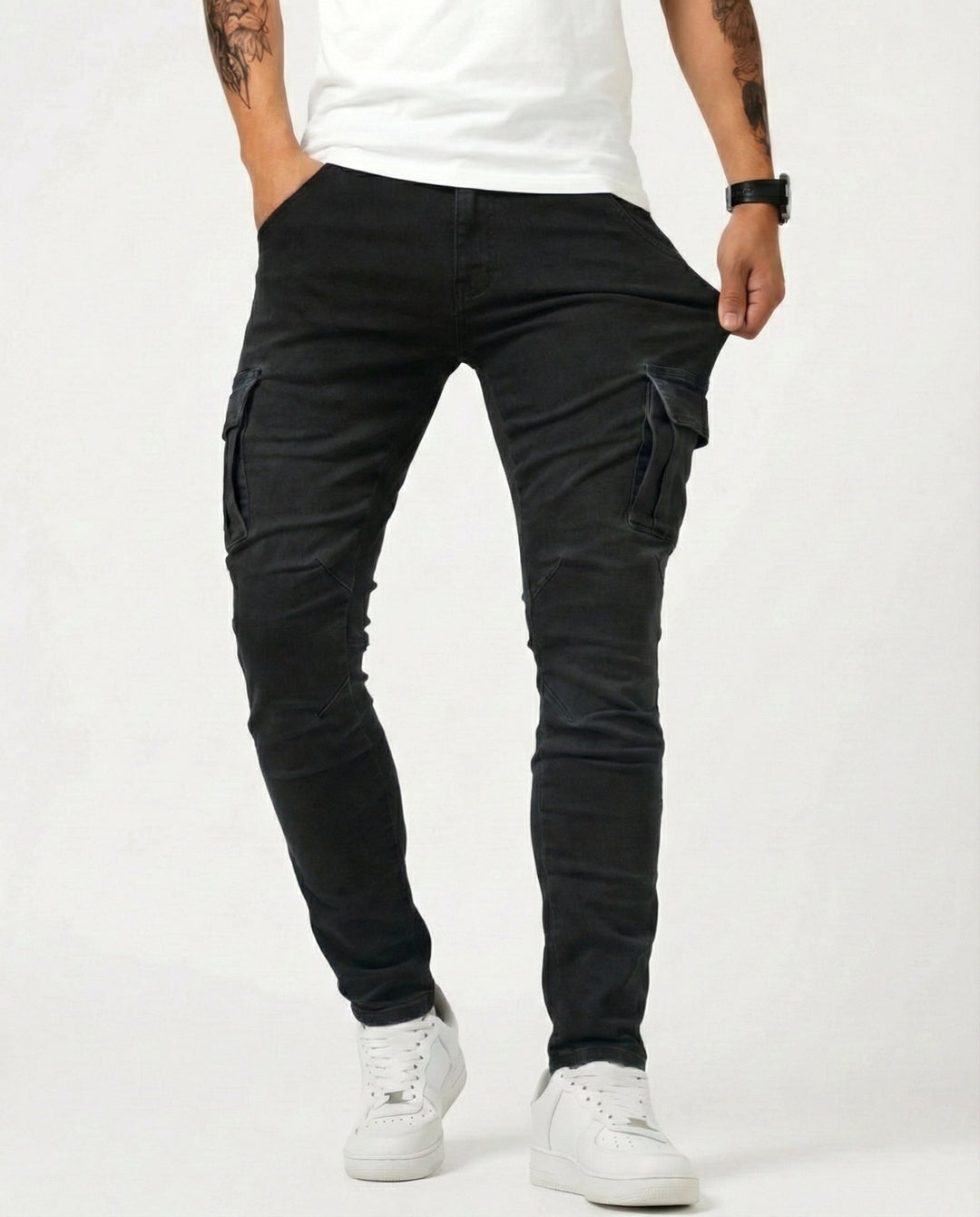 Men's Slim Cargo Trousers with Elastic Fit (11)