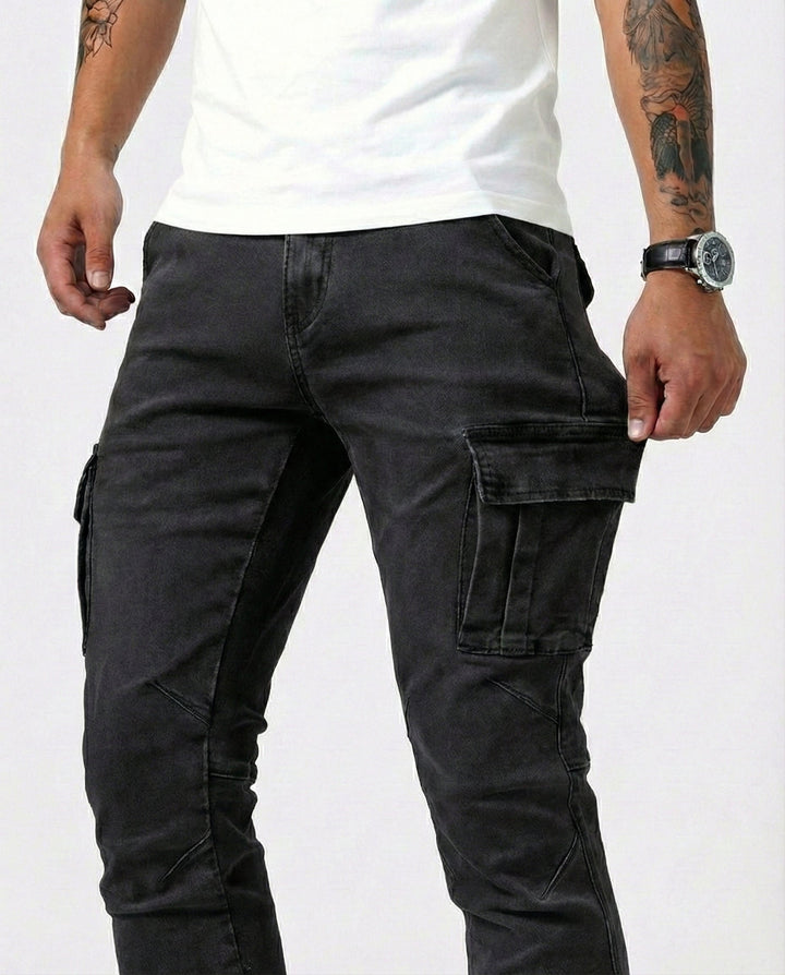 Men's Slim Cargo Trousers with Elastic Fit (12)