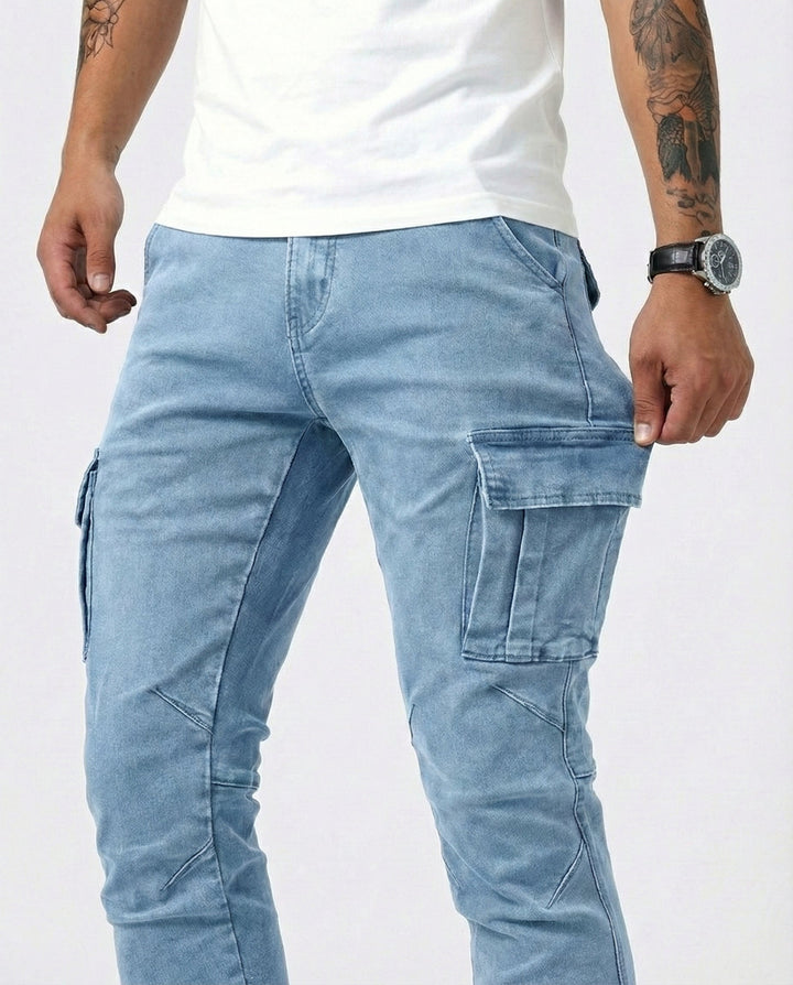 Men's Slim Cargo Trousers with Elastic Fit (3)