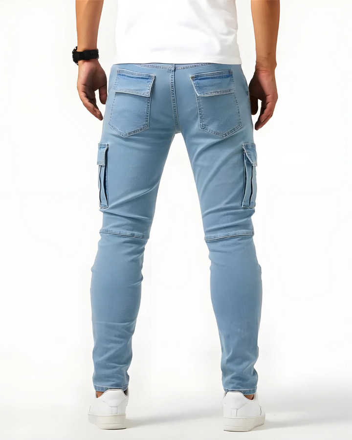 Men's Slim Cargo Trousers with Elastic Fit (4)