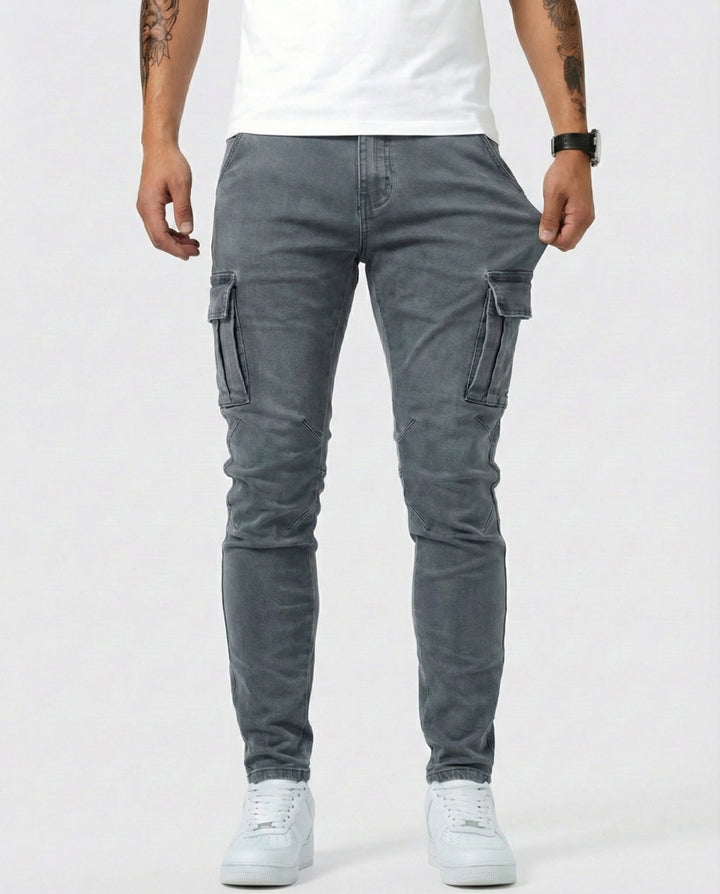 Men's Slim Cargo Trousers with Elastic Fit (6)