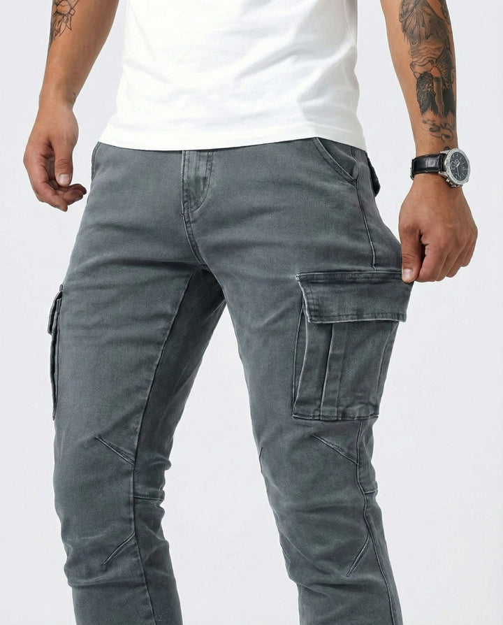 Men's Slim Cargo Trousers with Elastic Fit (7)