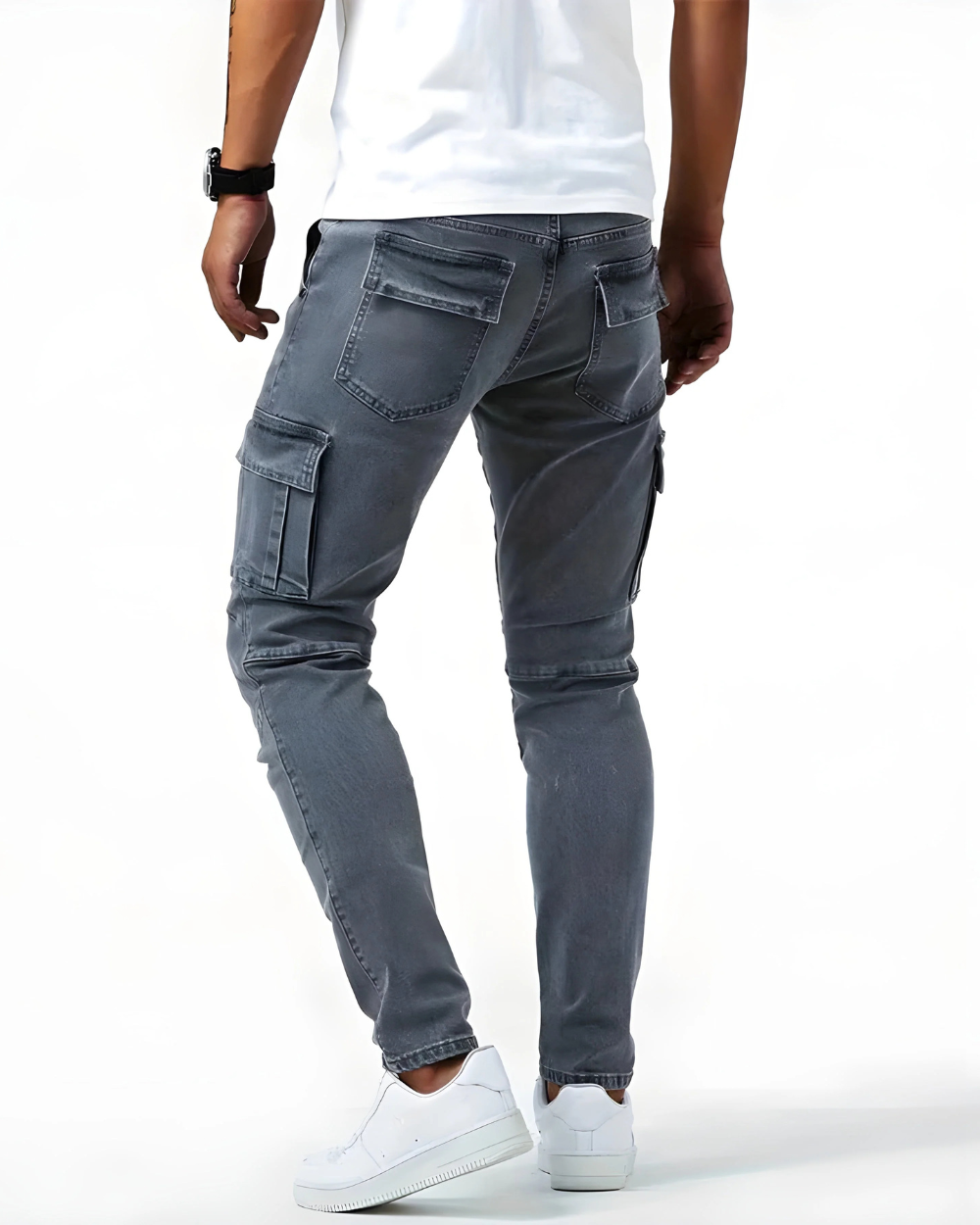 Men's Slim Cargo Trousers with Elastic Fit (9)