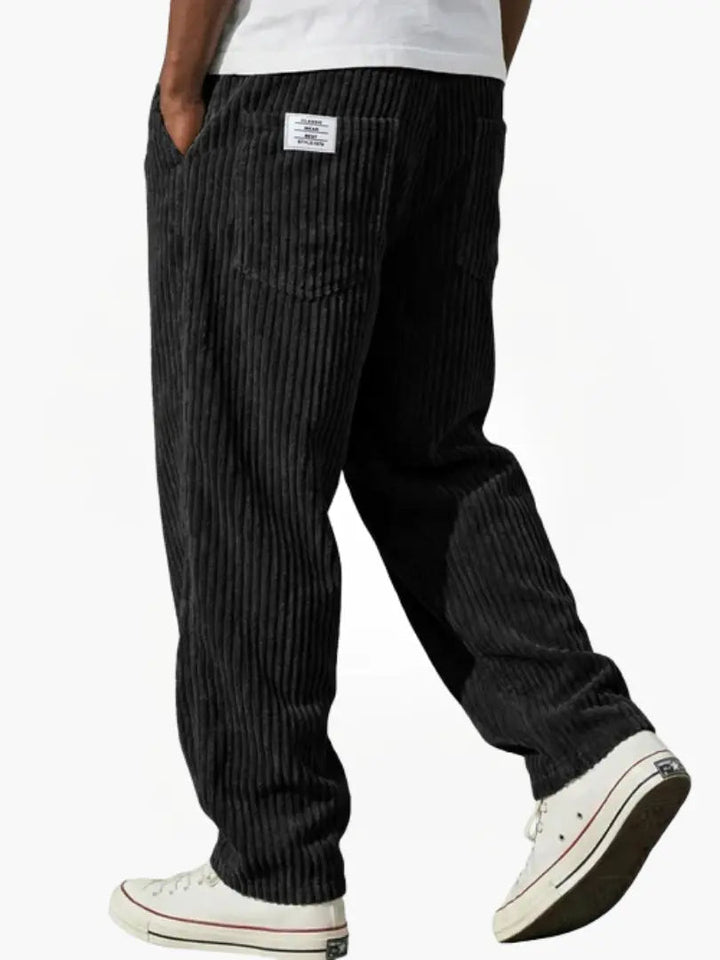 Men's Textured Trousers for Office and Casual in Black