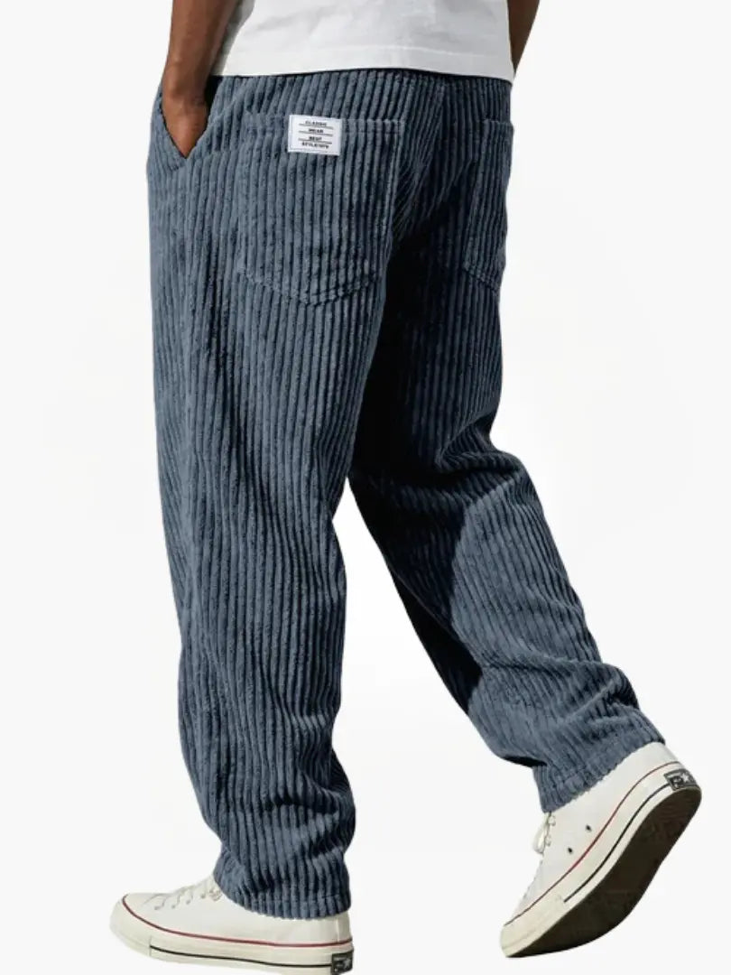 Men's Textured Trousers for Office and Casual in Blue