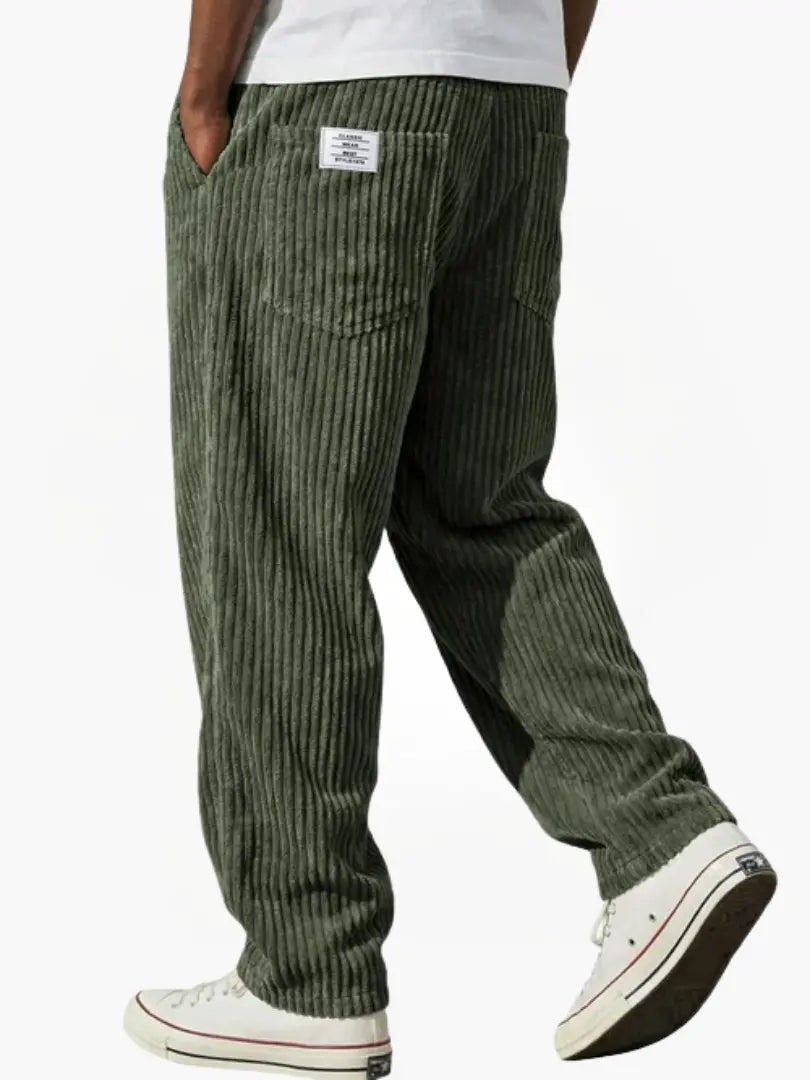 Men's Textured Trousers for Office and Casual in Green