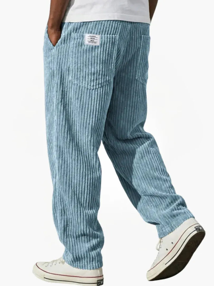 Men's Textured Trousers for Office and Casual in Light Blue