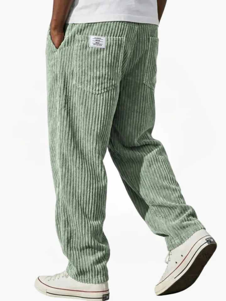 Men's Textured Trousers for Office and Casual in Light Green