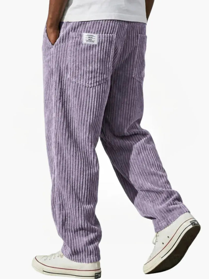 Men's Textured Trousers for Office and Casual in Purple