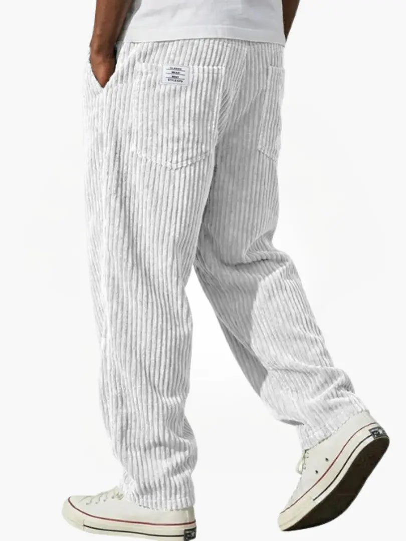 Men's Textured Trousers for Office and Casual in White