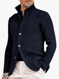 Men's Relaxed Mock Neck Button Up Knit Cardigan Sweater