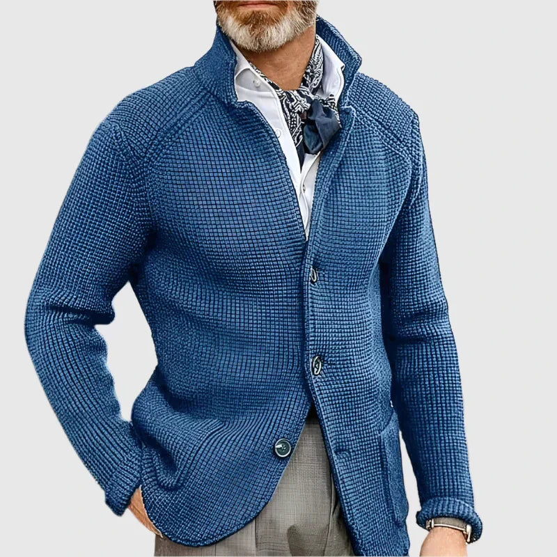 Men's Relaxed Mock Neck Button Up Knit Cardigan Sweater