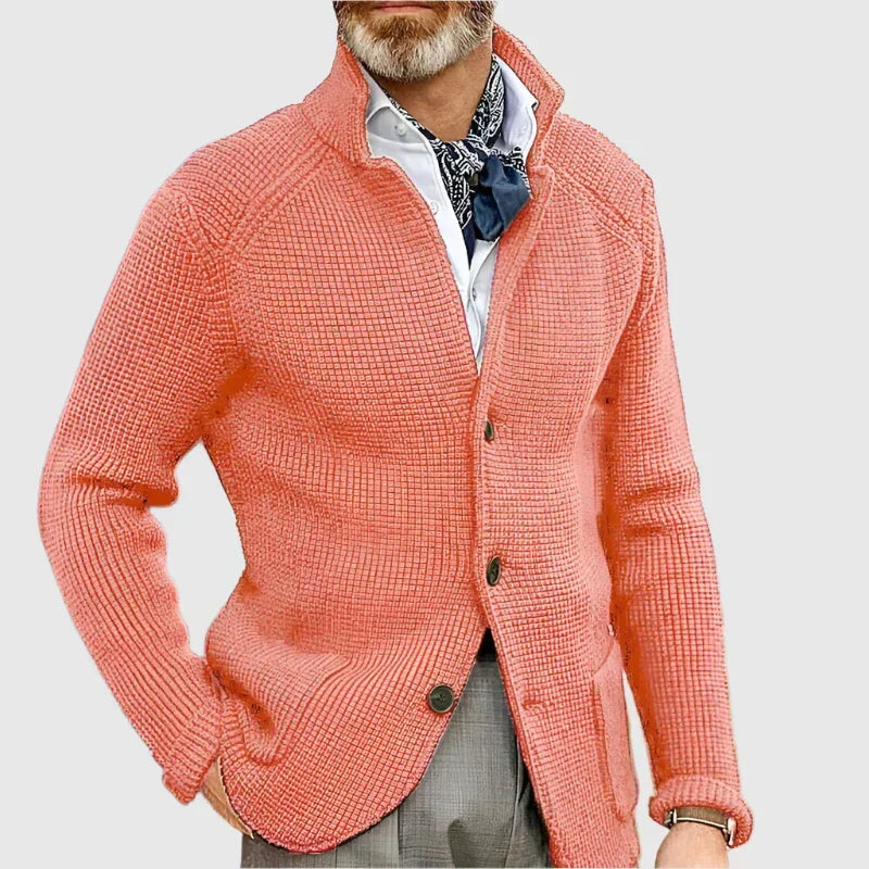 Men's Relaxed Mock Neck Button Up Knit Cardigan Sweater