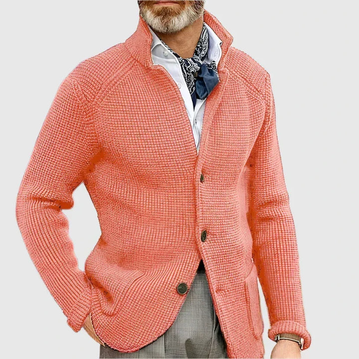 Men's Relaxed Mock Neck Button Up Knit Cardigan Sweater