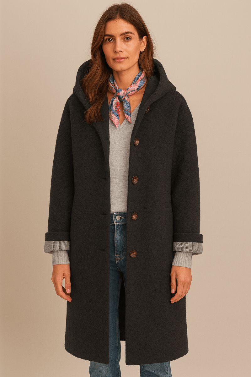 Women's Elegant Long Winter Hooded Wool Coat