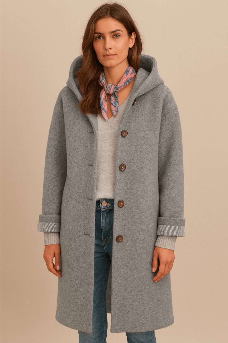 Women's Elegant Long Winter Hooded Wool Coat