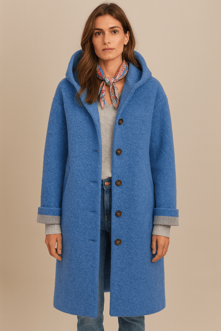 Women's Elegant Long Winter Hooded Wool Coat