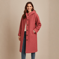Women's Elegant Long Winter Hooded Wool Coat
