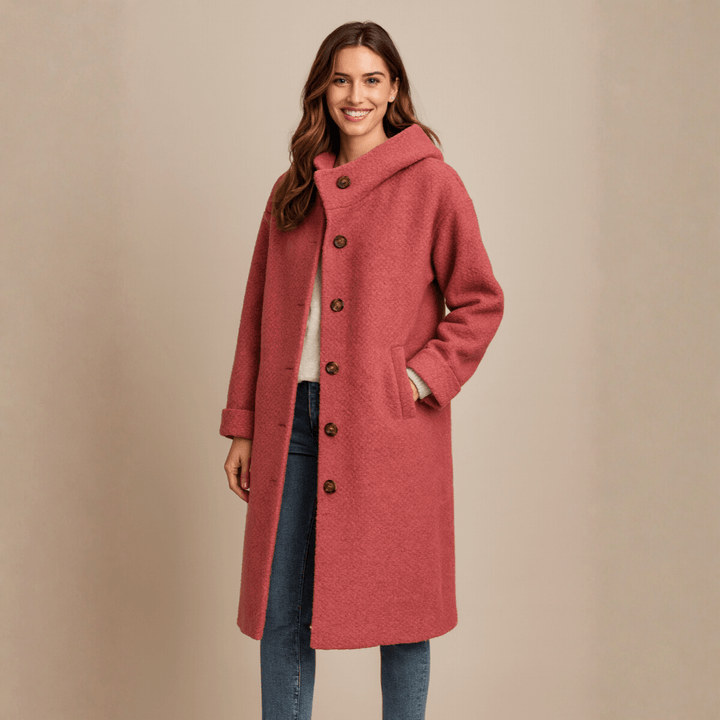 Women's Elegant Long Winter Hooded Wool Coat