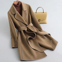 Women's Contemporary Long Belted Trench Coat