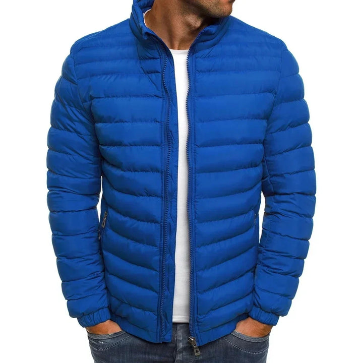 Men's Warm Quilted Puffer Jacket with Funnel Neck