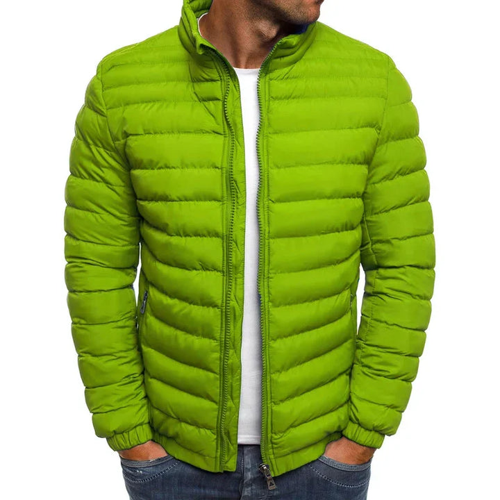 Men's Warm Quilted Puffer Jacket with Funnel Neck
