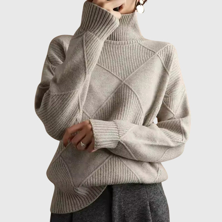 Women's Chic Oversized Ribbed Knit Turtleneck Sweater