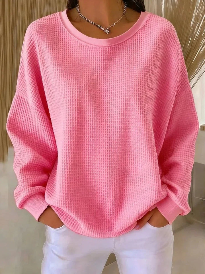 Oversized Waffle Knit Women's Sweater in Pink