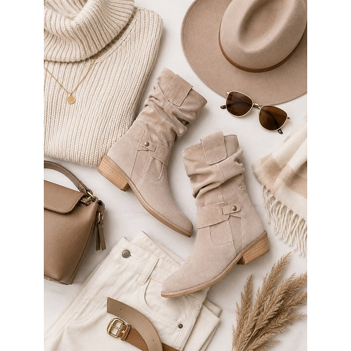 Women's Effortless Suede Ankle Boots with Block Heel