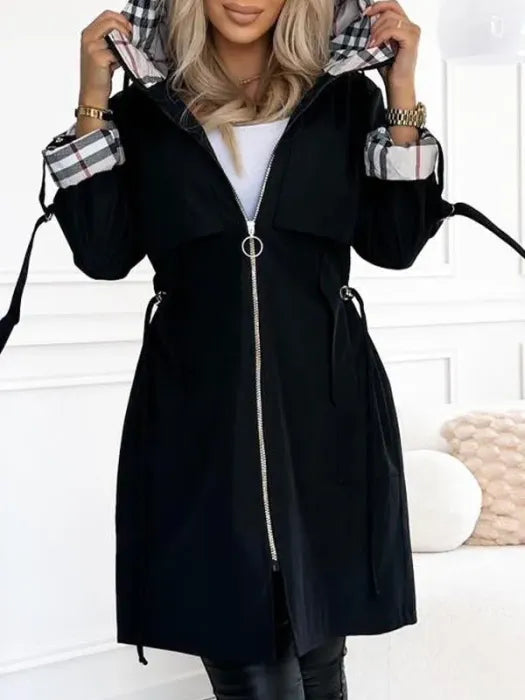 Women's Stylish Long Hooded Waterproof Coat
