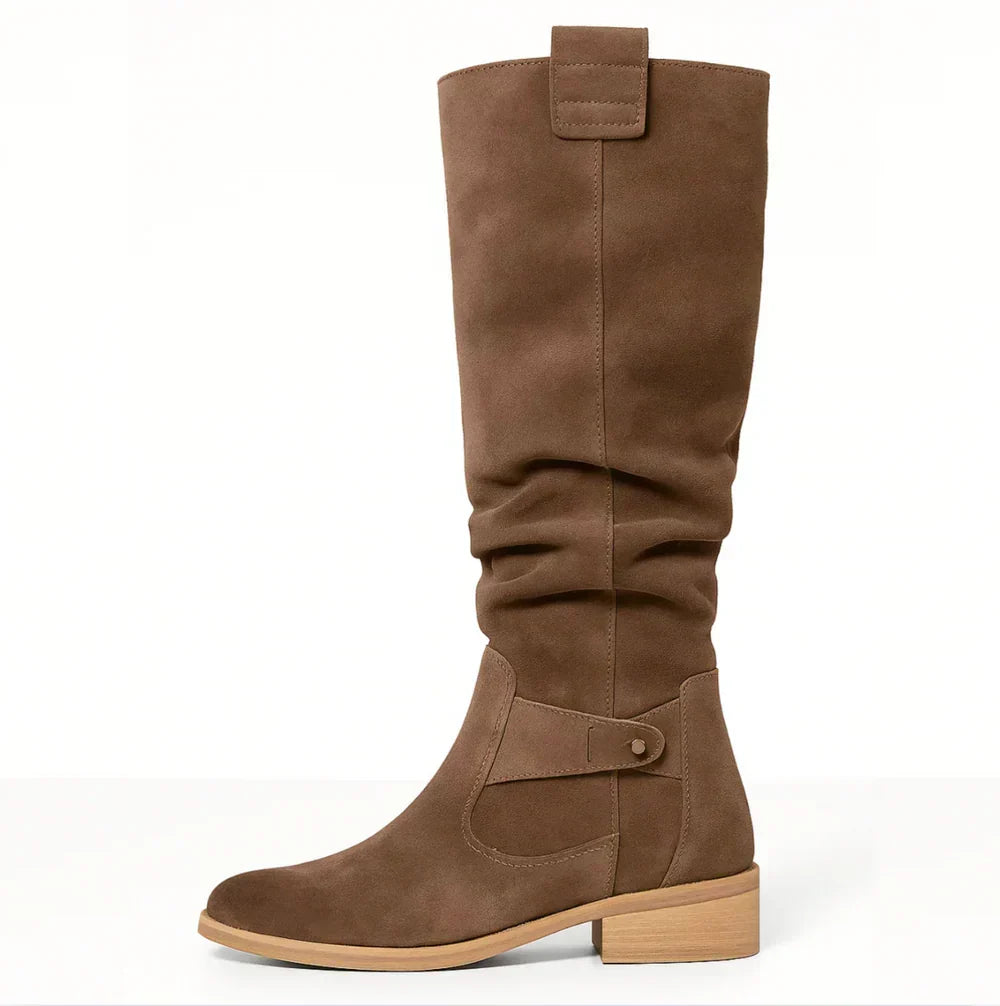 Women's Stylish Knee High Slouch Boots with Side Zip
