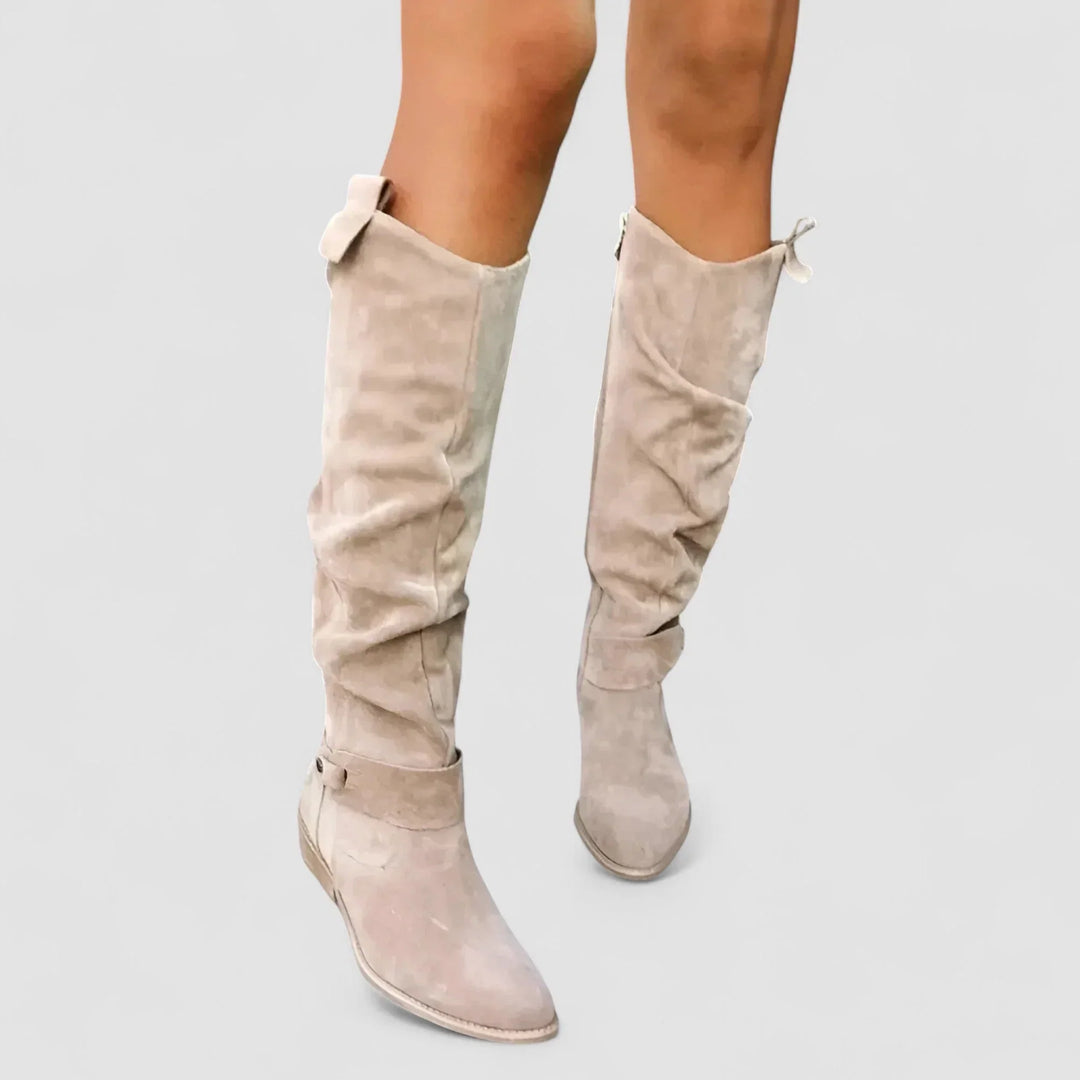 Women's Stylish Knee High Slouch Boots with Side Zip