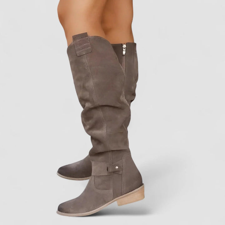 Women's Stylish Knee High Slouch Boots with Side Zip