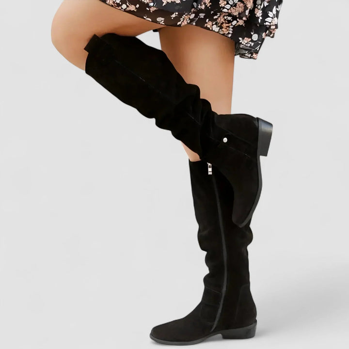 Women's Stylish Knee High Slouch Boots with Side Zip