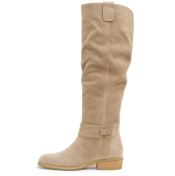 Women's Stylish Knee High Slouch Boots with Side Zip