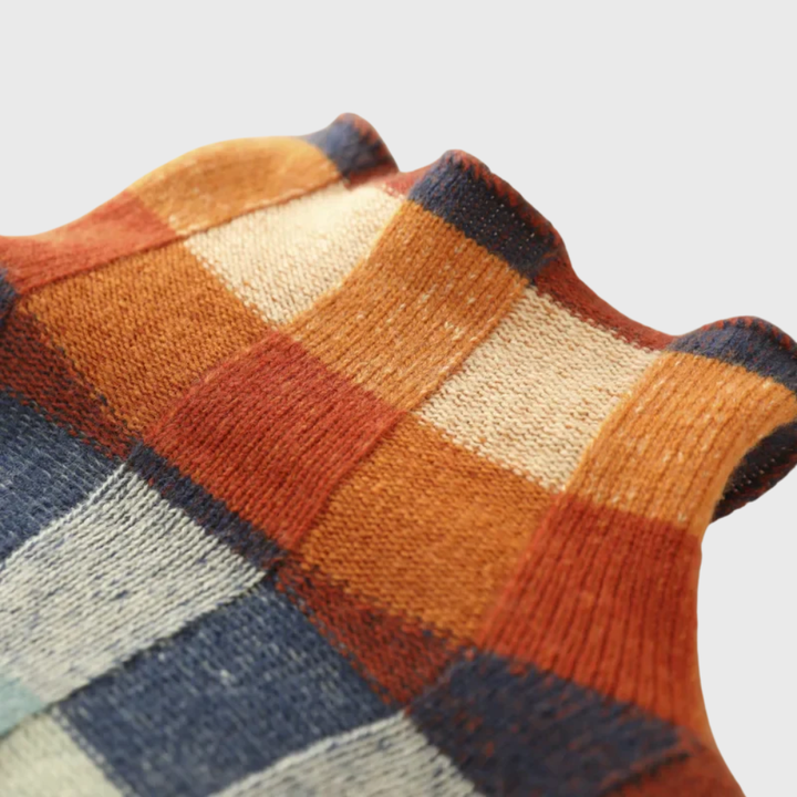 Women's Stylish Crewneck Knit Sweater with Color Block Design
