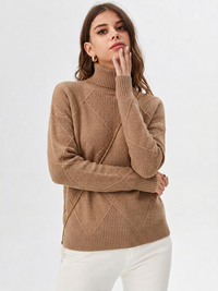 Women's Relaxed Oversized Ribbed Knit Turtleneck Sweater