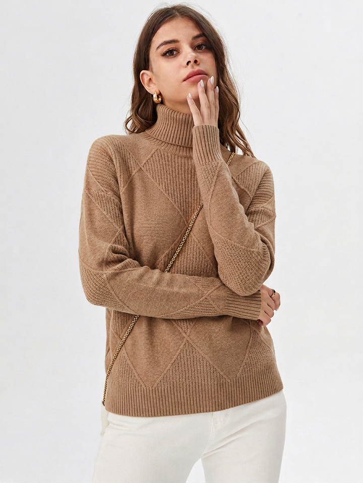 Women's Relaxed Oversized Ribbed Knit Turtleneck Sweater