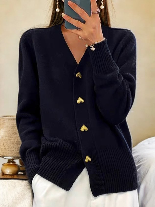 Women's Trendy Ribbed Knit Cardigan with V Neck