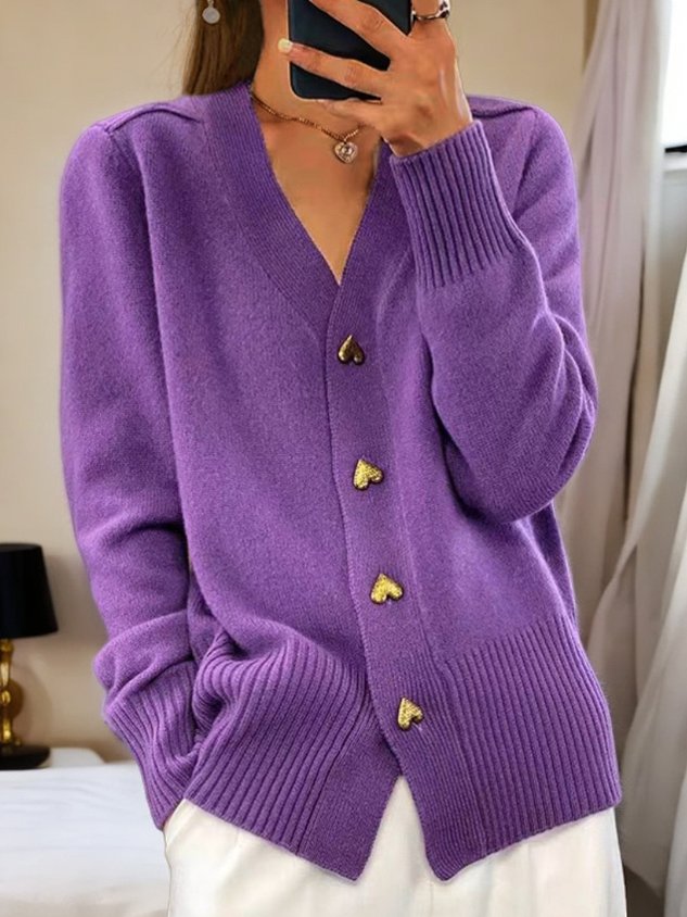Women's Trendy Ribbed Knit Cardigan with V Neck