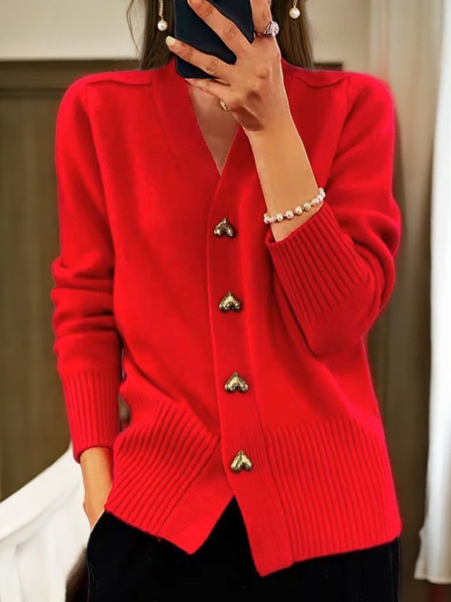 Women's Trendy Ribbed Knit Cardigan with V Neck