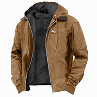 Men's Warm Fleece-Lined Hooded Leather Bomber Jacket