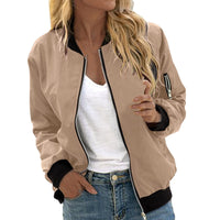 Women's Stylish Oversized Lightweight Zip Up Bomber Jacket
