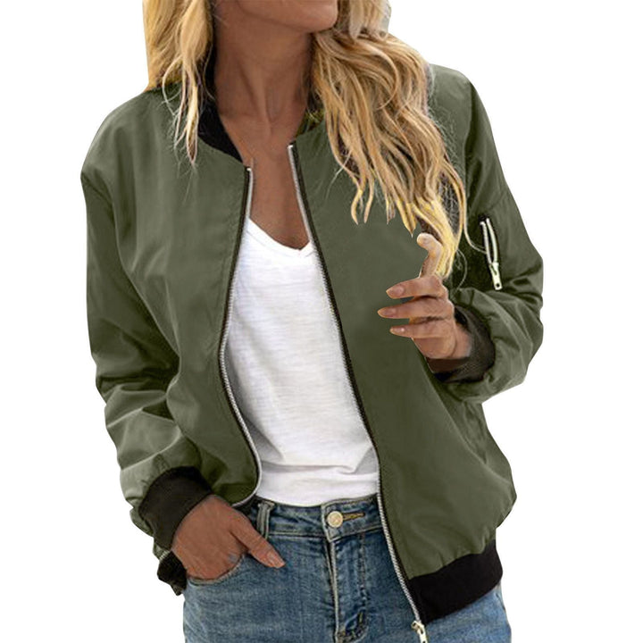 Women's Stylish Oversized Lightweight Zip Up Bomber Jacket