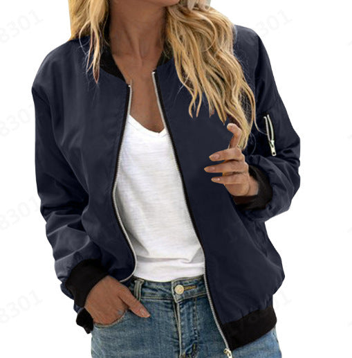 Women's Stylish Oversized Lightweight Zip Up Bomber Jacket